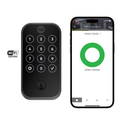 Yale Pro 2 Keyed Touchscreen Keypad Lock with Wi-Fi, Black Suede